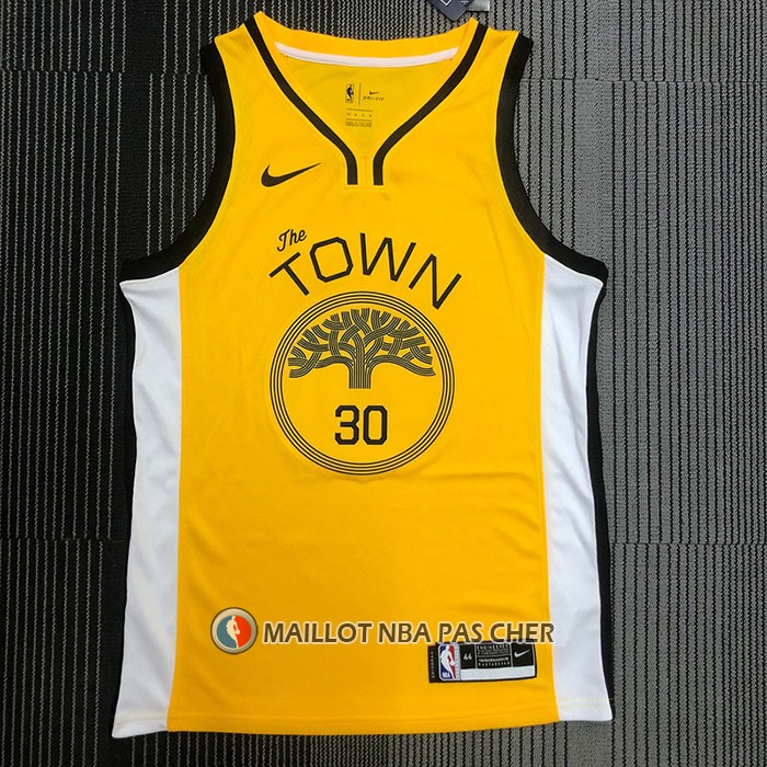 Maillot Golden State Warriors Stephen Curry NO 30 Earned Jaune